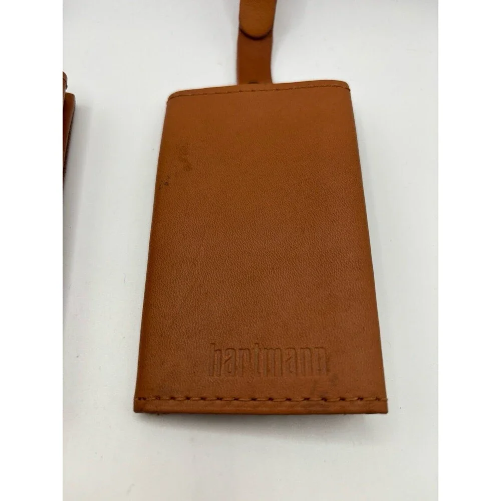 Lot of 2 Hartmann Luggage Tag Brown Folding Address Card ID Holder